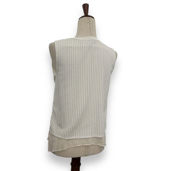 Vince White Textured Blouse Size Small Faux Layered Overlay Cream Ivory Top EUC - Picture 7 of 10
